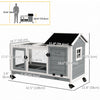 PawHut Indoor Rabbit Hutch with Wheels, Bunny Cage with Ramp, Run, Pull Out Tray, Suitable for Rabbit, Guinea Pig, Grey