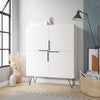 Manhattan Comfort Beekman Low 4-Shelf Accent Cabinet - White|Petite armoire décorative Beekman de Manhattan Comfort avec 4 tablettes - blanche