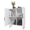 Manhattan Comfort Beekman Low 4-Shelf Accent Cabinet - White|Petite armoire décorative Beekman de Manhattan Comfort avec 4 tablettes - blanche