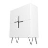 Manhattan Comfort Beekman Low 4-Shelf Accent Cabinet - White|Petite armoire décorative Beekman de Manhattan Comfort avec 4 tablettes - blanche