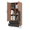 Manhattan Comfort Beekman 6-Shelf Accent Cabinet - Brown & Black|Armoire décorative Beekman de Manhattan Comfort avec 6 tablettes - brune et noire