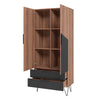 Manhattan Comfort Beekman 6-Shelf Accent Cabinet - Brown & Black|Armoire décorative Beekman de Manhattan Comfort avec 6 tablettes - brune et noire