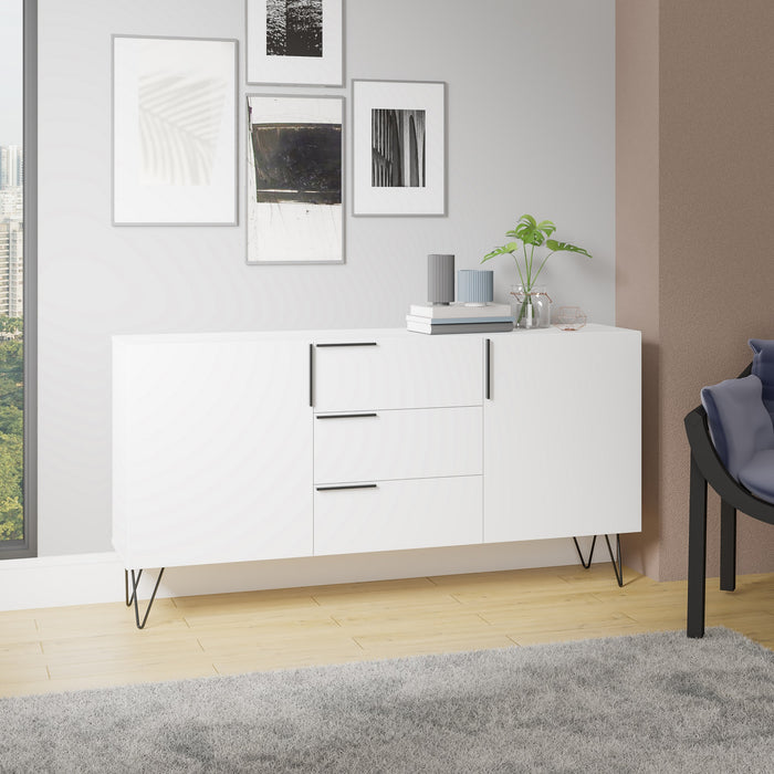 Manhattan Comfort Beekman 62.99” Sideboard with 4 Shelves - White