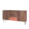 Manhattan Comfort Beekman 62.99” Sideboard with 4 Shelves - Brown & Pink|Desserte Beekman de Manhattan Comfort de 62,99 po avec 4 tablettes - brune et rose