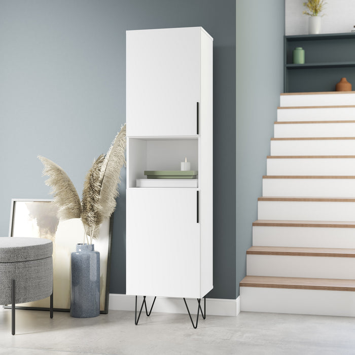 Manhattan Comfort Beekman 17.51\" Narrow Bookcase Cabinet with 5 Shelves - White