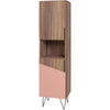 Manhattan Comfort Beekman 17.51" Narrow Bookcase Cabinet with 5 Shelves - Brown & Pink|Armoire bibliothèque étroite Beekman de Manhattan Comfort de 17,51 po avec 5 tablettes - brune et rose
