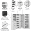 Bestar Florence 85" Modular L-Shaped Walk-In Closet System with Rods, Shoe Shelves and Storage - White|Système de pièce-penderie en forme de L modulaire Florence de Bestar de 85 po avec tringles, tablettes pour chaussures et rangement - blanc