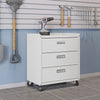 Fortress Textured Metal 31.5" Garage Mobile Chest with 3 Drawers - White|Commode verticale mobile Fortress de Manhattan Comfort de 31,5 po en métal texturé avec 3 tiroirs pour le garage - blanche