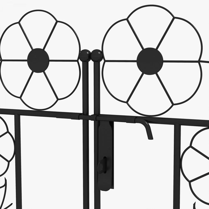 Outsunny Metal Garden Arch W/ Gate Garden Arbor Trellis For Climbing Plants