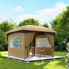 Outsunny 11' X 11' Outdoor gazebo with Curtains, Church Windows, Beige