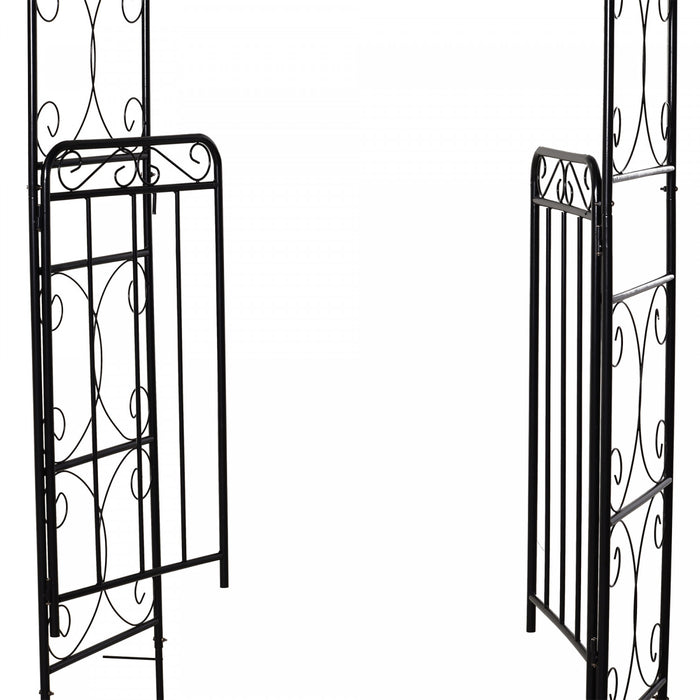 Outsunny 7' Metal Garden Arbor Arch With Scrollwork Doors For Ceremony, Weddings, Party, Backyard, Lawn
