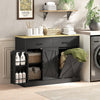HOMCOM Tilt Out Trash Cabinet with Charging Station, Kitchen Island, Black