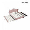 Jean Upholstered Platform Bed with Wingback Headboard and Storage Drawers,Queen Size,Pink Queen Bed | Lit plateforme Jean rembourre avec tete de lit a oreilles et tiroirs de rangement, taille queen, rose