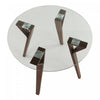 LumiSource Folia Glass Mid-Century Modern Round Dinette Dining Table - Walnut|Table ronde moderne du milieu du 20e siècle Folia en verre pour le coin-repas ou la salle à manger - noyer