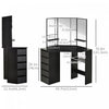 HOMCOM Corner Vanity Table, Makeup Desk with 3-piece Mirror and 5 Drawers