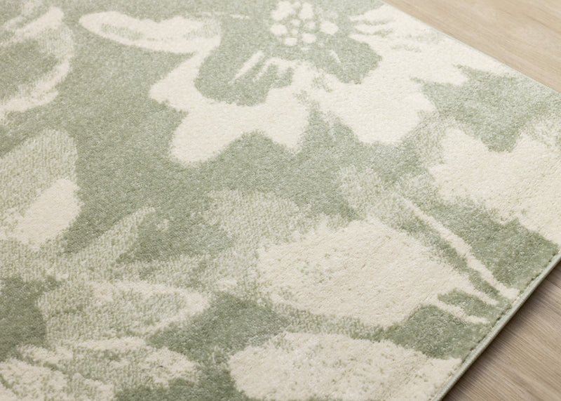 Ellis Floral Green Cream Area Rug - 5'3\" x 7'7\"