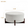 Sophia Round Storage Ottoman Coffee Table with Tufted Upholstery - White | Table Basse Ottoman Ronde Sophia avec Rembourrage Capitonne et Rangement - Blanc