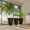 Outsunny 28" Tall Plastic Planters, Set of 3 Garden Flower Pots, Brown