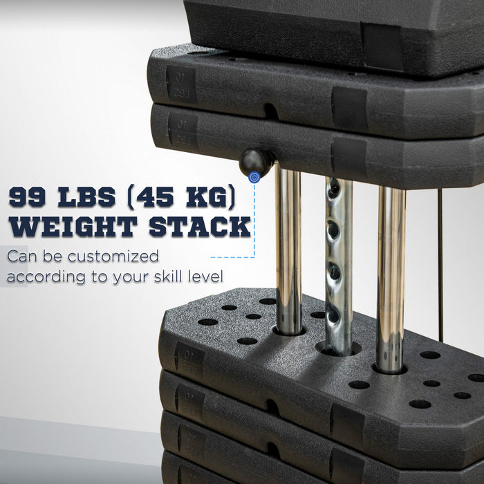Soozier Home Gym Machine With 99lbs Weight Stack, Multifunction Power Tower