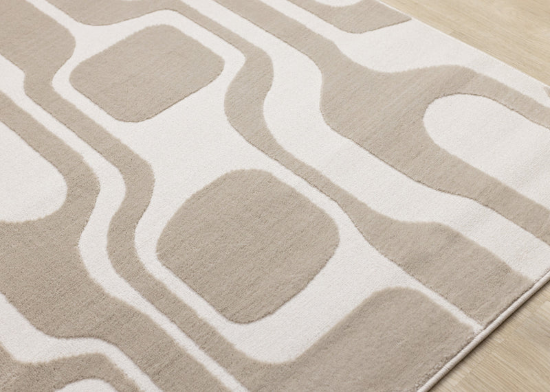 Leopold Modern Mid-Century Beige Cream Area Rug - 7'10\" x 10'6\"
