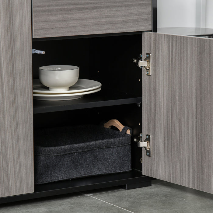 HOMCOM High Gloss Buffet Sideboard with Drawers Kitchen Storage Cabinet