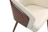 Reeva Modern Wood Vegan Leather Dining Chair in Cream - Set of 2 | Chaise de salle a manger moderne en bois et cuir vegetalien Reeva en creme - Lot de 2