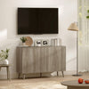 HOMCOM Sideboard, Fluted Buffet Cabinet with Adjustable Shelves, Light Grey