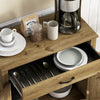 HOMCOM Farmhouse Sideboard, Buffet Cabinet with Barn Door, Nature Wood
