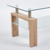 Lucius Modern Geometric Design Tempered Glass Coffee Tablewith Metal Frame and Clear Glass,Natural  | Table basse moderne Lucius au design geometrique en verre trempe avec cadre en metal et verre transparent, naturel