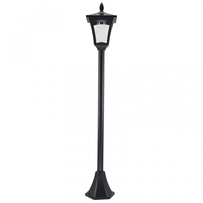 Outsunny Outdoor Garden Solar Post Lamp, Light Sensor Dimmable LED Lantern Bollard Pathway 63\" Tall, Black