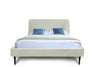 Heather Mid-Century Modern Velvet Upholstered Queen Bed in Cream and Black | Lit Queen Heather style milieu du siecle moderne, rembourre en velours creme et noir