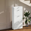 HOMCOM Shoe Cabinet with 3 Flip Drawers, Narrow Shoe Storage Cabinet, White