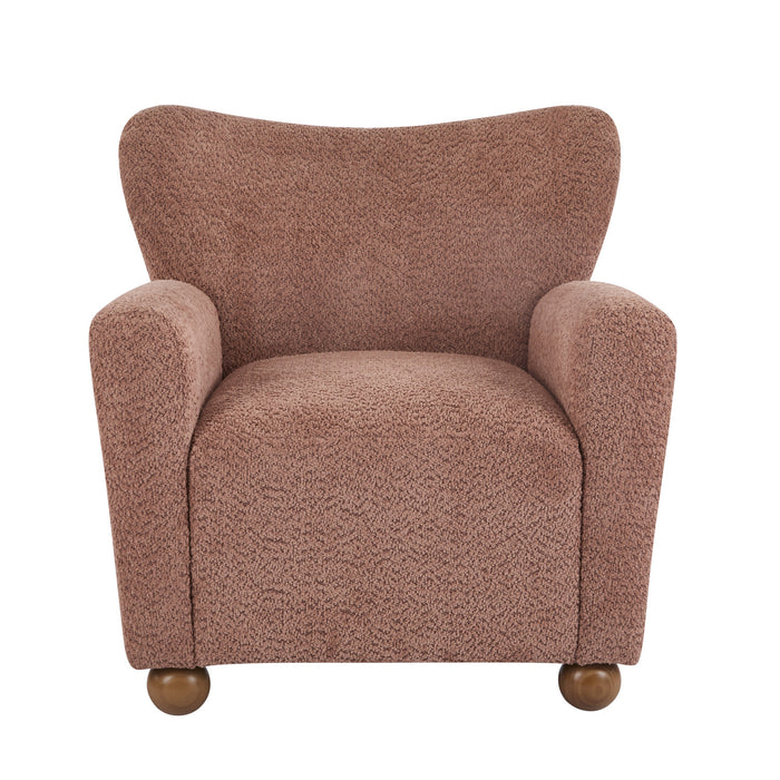 Wingate Cozy Wingback Armchair with Premium Fabric and Solid Wood Legs, Coral, Teak