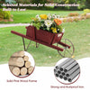 Costway Wooden Wagon Planter Decorative Indoor/outdoor Rustic Flower Cart With Wheel Red