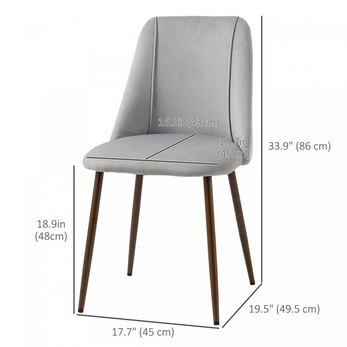 HOMCOM Dining Chairs Set of 4, Velvet Accent Chair, Grey