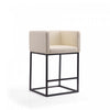 Embassy Mid-Century Modern Metal Upholstered Counter Stool in Cream - Set of 3 | Tabouret de comptoir Embassy style milieu du siecle en metal et tissu creme - Lot de 3