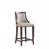 Emperor Traditional Wood Upholstered Barstool in Light Gray - Set of 3 | Tabouret de bar en bois traditionnel Emperor avec assise rembourree, gris clair – Lot de 3