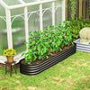 Outsunny Galvanized Raised Garden Bed Planter Box, 7.9x2x1ft, Dark Grey