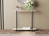 32" Oval Shape Console Table With 1 Storage Shelf - Natural Wood Look With Black Metal | Console de 32 po de forme ovale avec 1 tablette de rangement - apparence de bois naturel avec métal noir