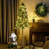 Homcom 6' Slim Pencil Artificial Snow Christmas Tree With Led Lights|Homcom Sapin De Noel Artificiel 6' Enneige Avec Lumieres Led