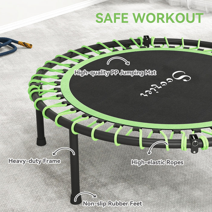 Soozier 45\" Mini Trampoline for Adults, Foldable Fitness Exercise Rebounder with Adjustable Handle, Exercise Trampoline for Indoor Exercise Workout, Max Load 330 lbs, Green