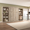 Bestar Pur Queen Murphy Bed with Two Shelving Units 136-Inch Wall Bed - Rustic Brown|Grand lit escamotable mural Pur de Bestar de 136 po avec 2 meubles à tablettes - brun rustique