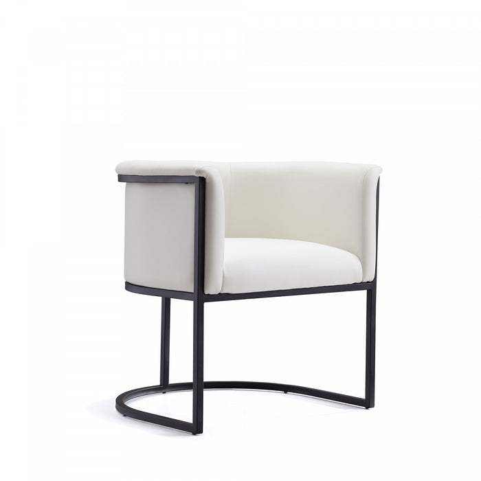 Cosmopolitan Mid-Century Modern Vegan Leather Metal Dining Chair in Ivory - Set of 2