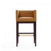 Kingsley Mid-Century Modern Wood Upholstered Barstool in Camel - Set of 2 | Tabouret de bar Kingsley style moderne du milieu du siecle en bois et tissu couleur camel - Lot de 2