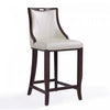 Emperor Traditional Wood Upholstered Barstool in Pearl White - Set of 2 | Tabouret de bar en bois traditionnel Emperor avec assise rembourree, blanc perle - Lot de 2