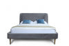 Heather Mid-Century Modern Velvet Upholstered Queen Bed in Gray and Gold | Lit Queen Heather style milieu du siecle moderne, rembourre en velours gris et or