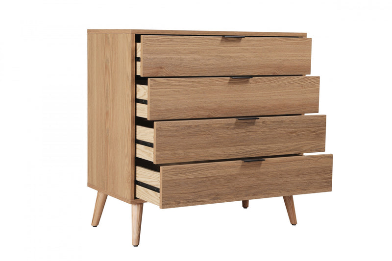 Flashby Chest With 4 Drawers, Faux Natural Wood