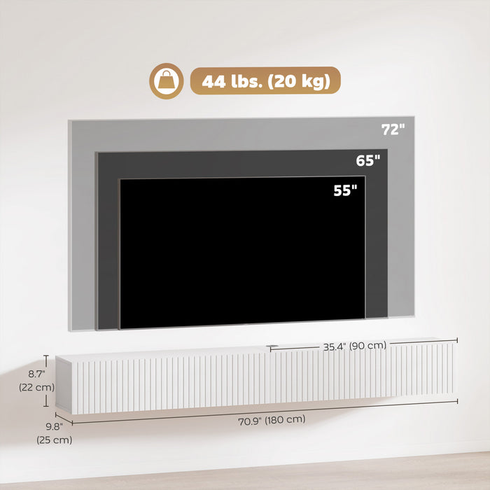 HOMCOM 71\" Floating TV Stand for TVs up to 72 Inch, White