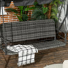 Outsunny 3 Seater Rattan Outdoor Swing Chair With Stand, Adjustable Canopy