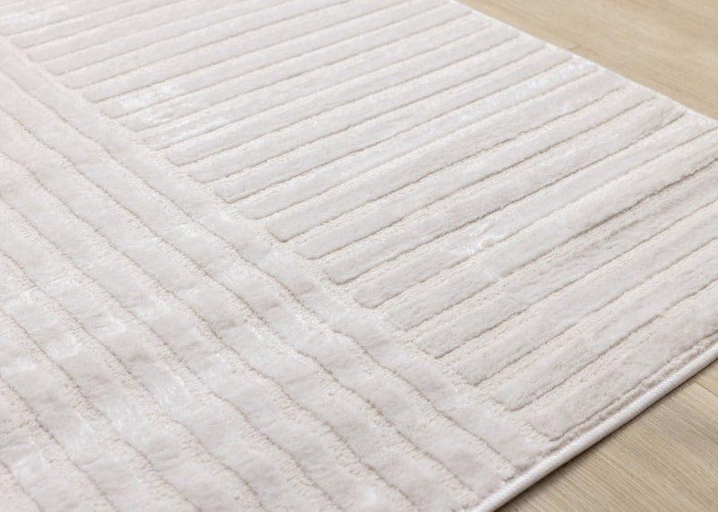 Leonardo White Grey Modern Lines Area Rug - 7'10\" x 10'6\"